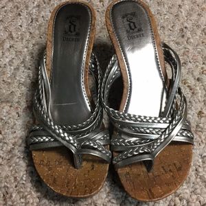 Decree Pewter and Cork Wedges